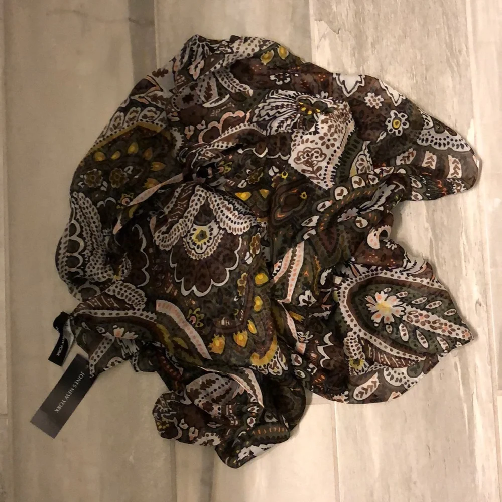 Jones New York Bay Leaf Silk Scarf